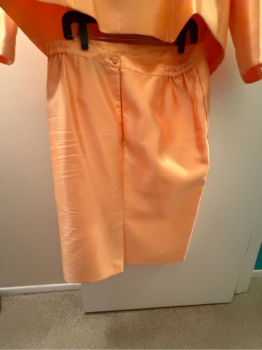 Peach Satin Women's Jacket & Skirt Set - Picture 4 of 6